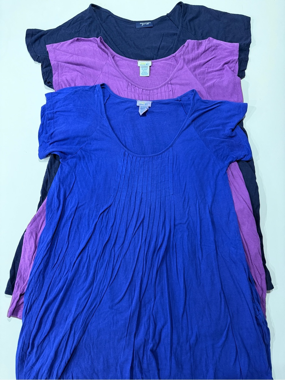 Swimsuits For All Scoop Neck Tunic Tops - Blue, Purple, Black